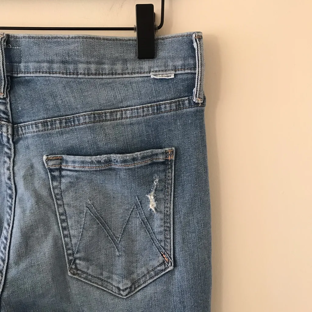 Mother Mid Rise Dazzler Ankle Fray Jeans, Weekend Kittens Wash, Distressed Denim - Image 6