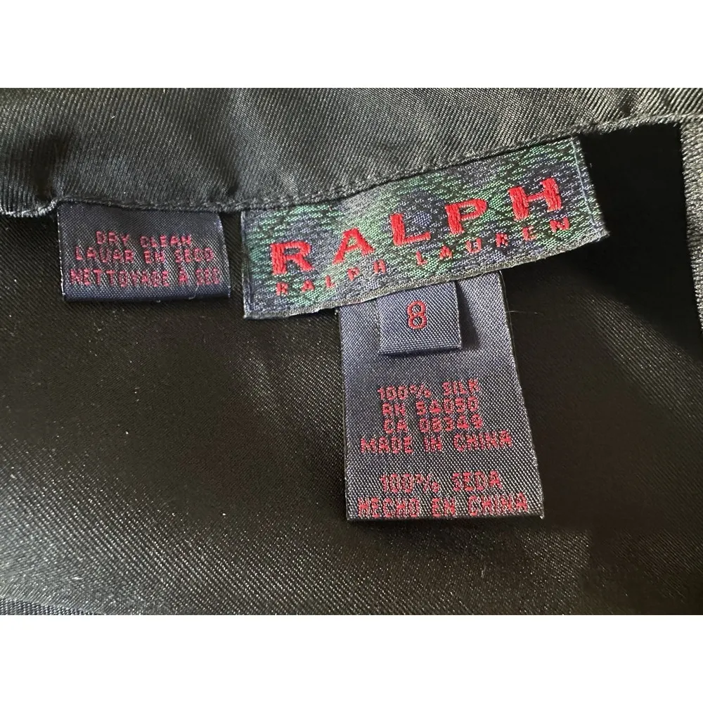 Ralph Lauren Silk Ruffle Skirt Black Size 8 Y2K Tiered Evening Party - Image 7