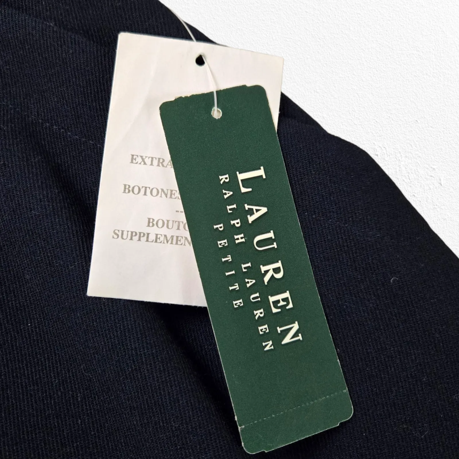 1990s Vintage Lauren Ralph Lauren Navy Wool Lace-Up Back Pencil Skirt Size 12P - Image 3