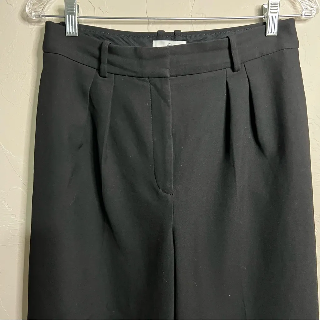 Babaton Aritizia Founder Black High Rise Pleated Wide Leg Pants - Image 6