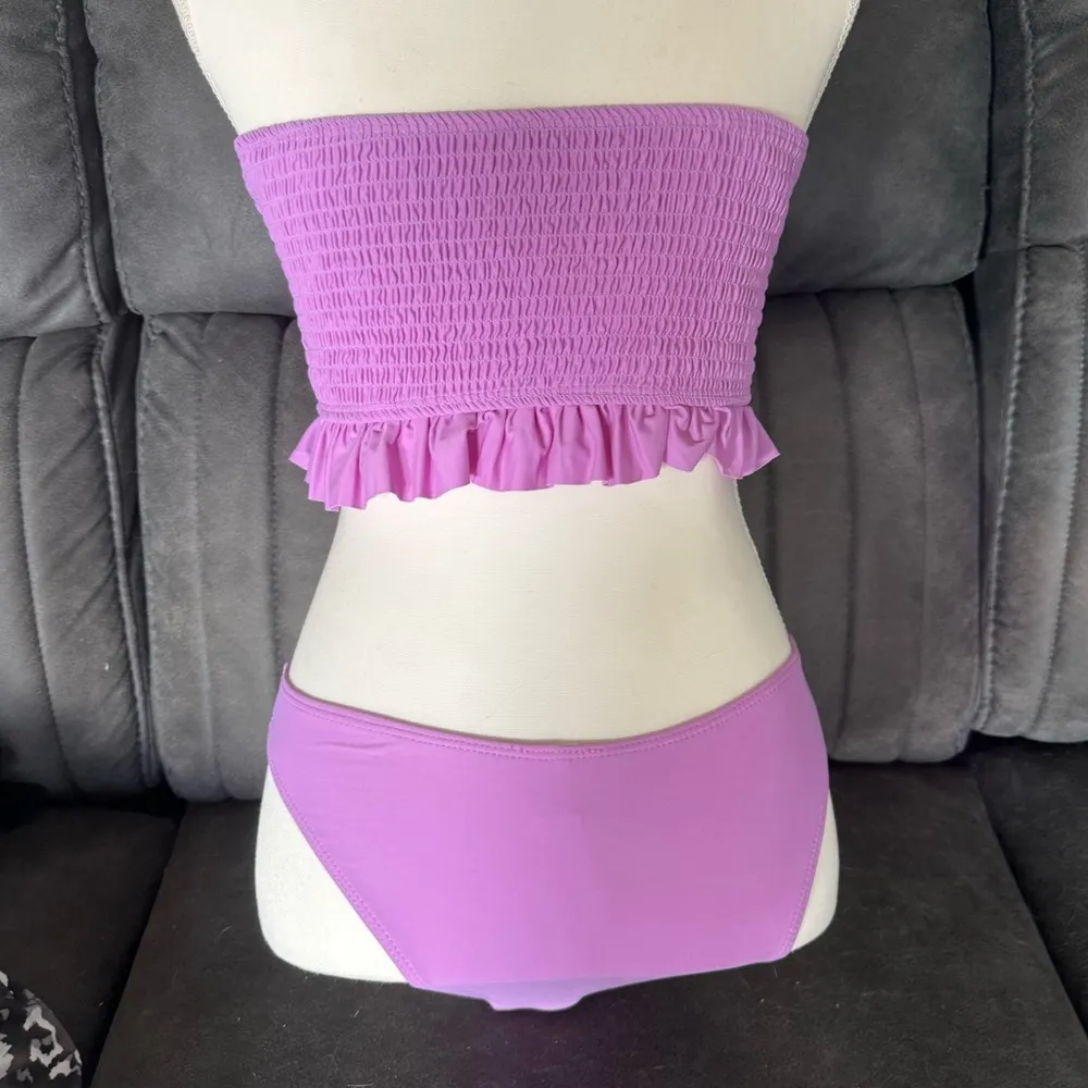 Ruffled 2 piece bandeau top swim suit set - Image 2