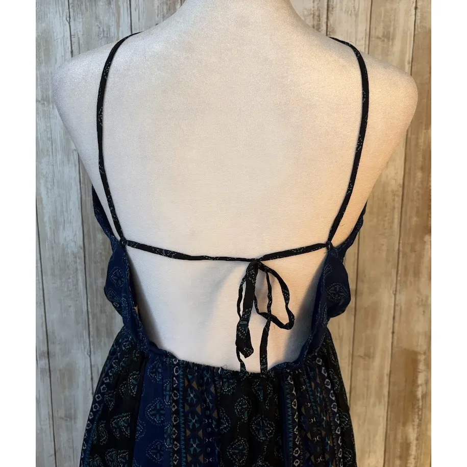 Hollister Blue Chiffon Halter Open Back Maxi Dress - Large - Image 9