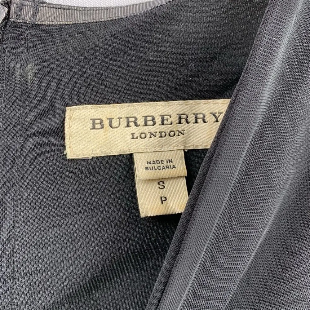 Burberry Black Stretch Jersey Long Sleeve V-Neck Tunic Top Size Small - Image 7