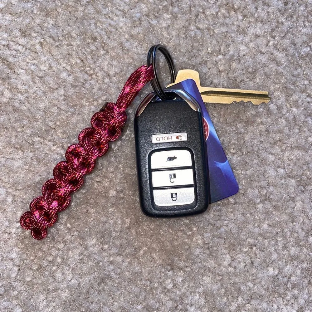 Paracord Keychain Bright Pink NEW Hiking Sporty Handmade USA - Image 7