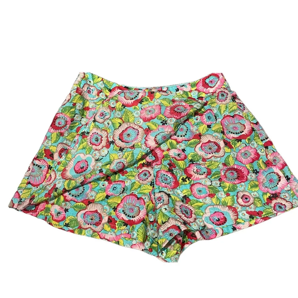 Nanette Lepore Floral Silk Shorts Women Size 4 Wrap Skort - Image 4