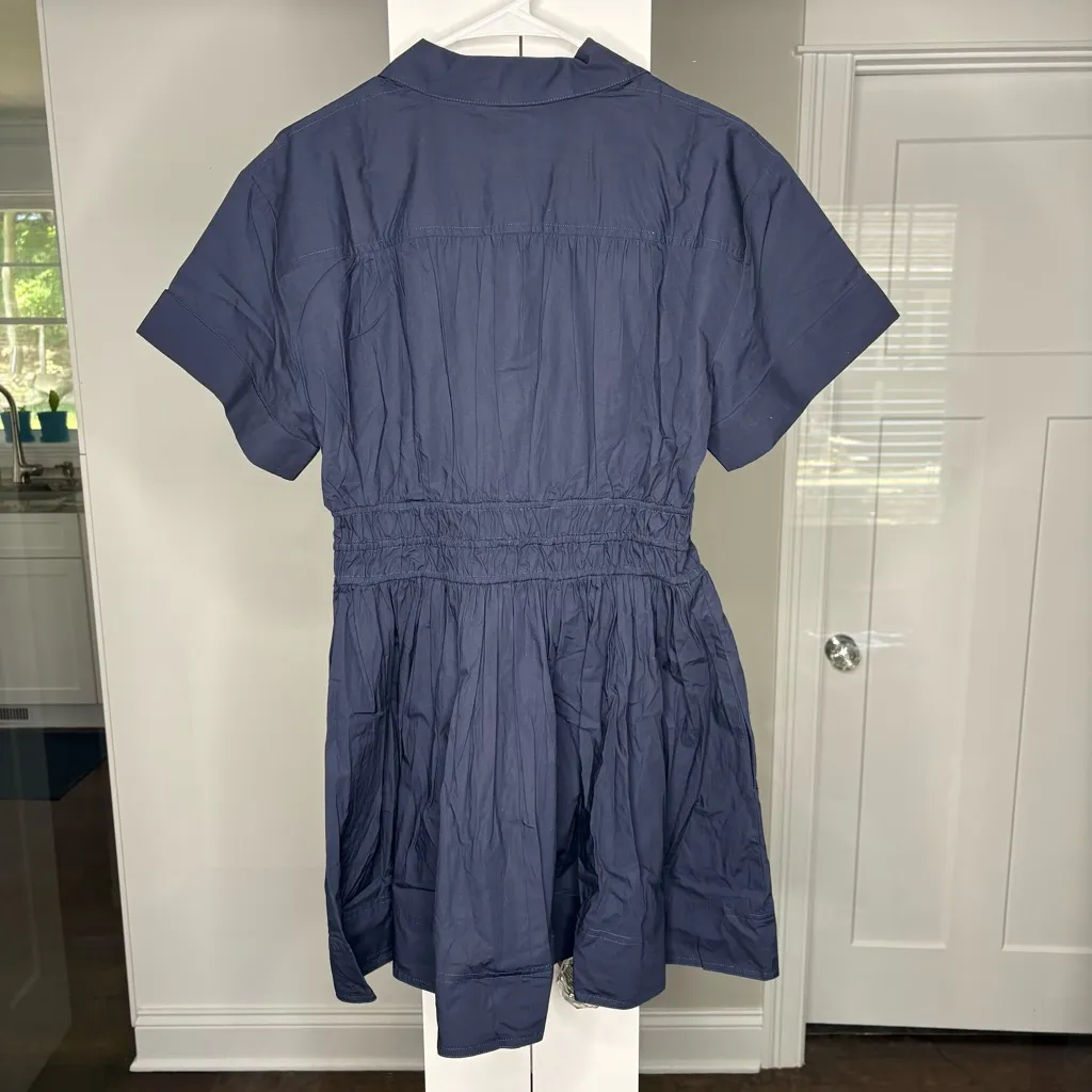 NWT J. Crew Elena Mini Shirtdress Cotton Poplin Short Sleeve Navy Blue - Image 3