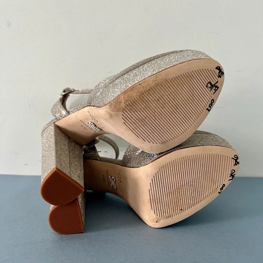 Antonio Melani x Born on Fifth Liv Metallic Glitter Closed Toe Platform Pumps - Image 8