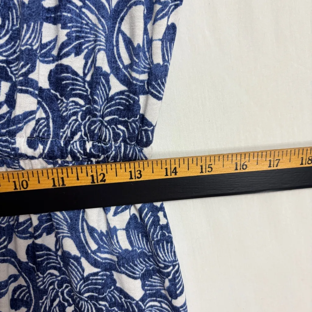 Loft Outlet Dress Drawstring Waist Womans M Blue Midi Beachy Coastal Office - Image 8