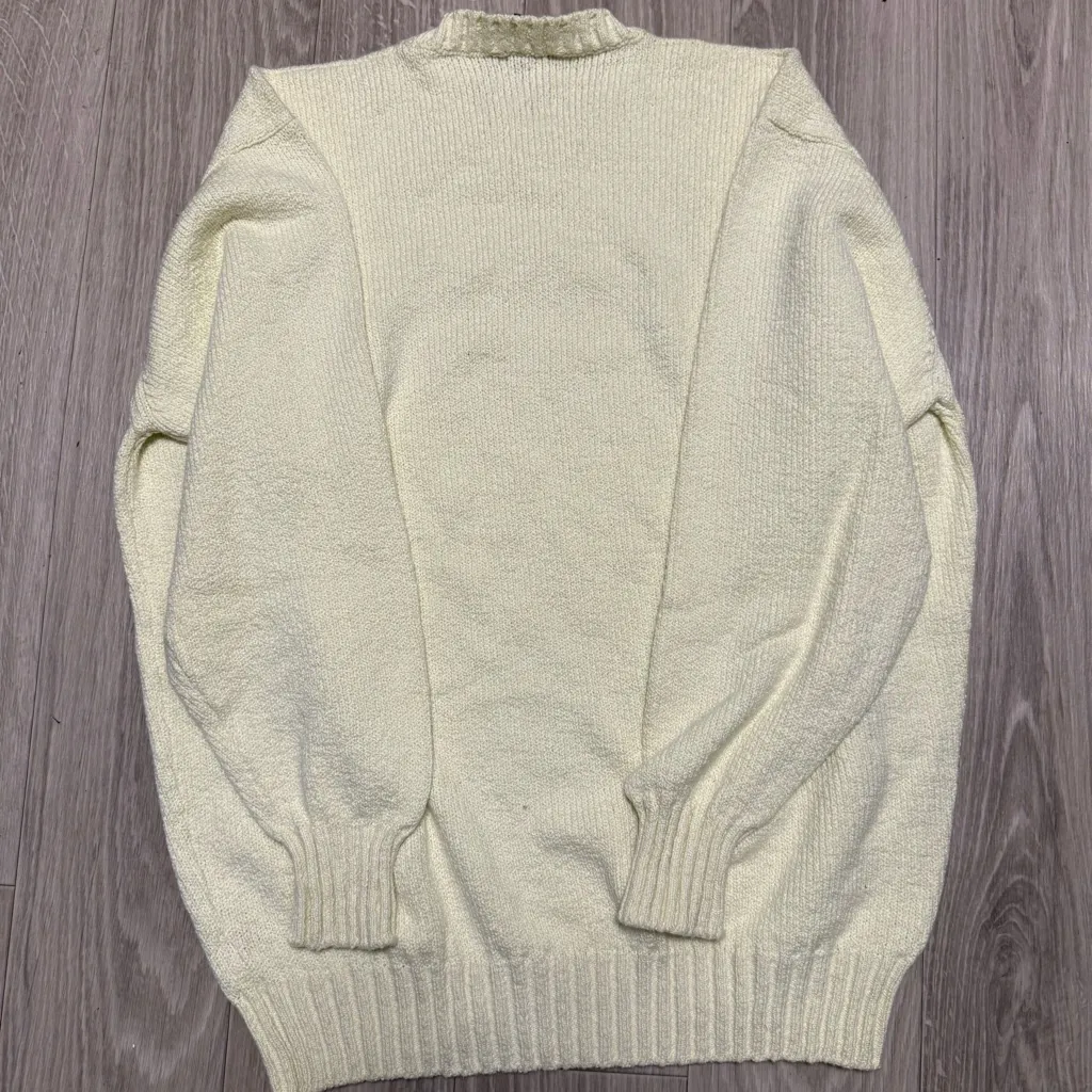 Loro Piana for Neumann Marcus 100% cotton yellow/Cream Knit Sweater - Image 5
