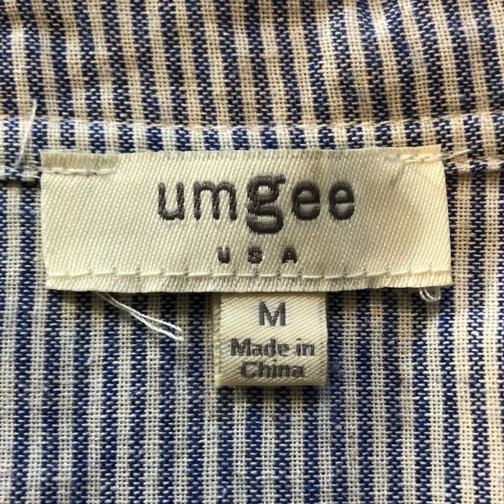Umgee Long Striped Button Down Shirt Lace Trim M - Image 14