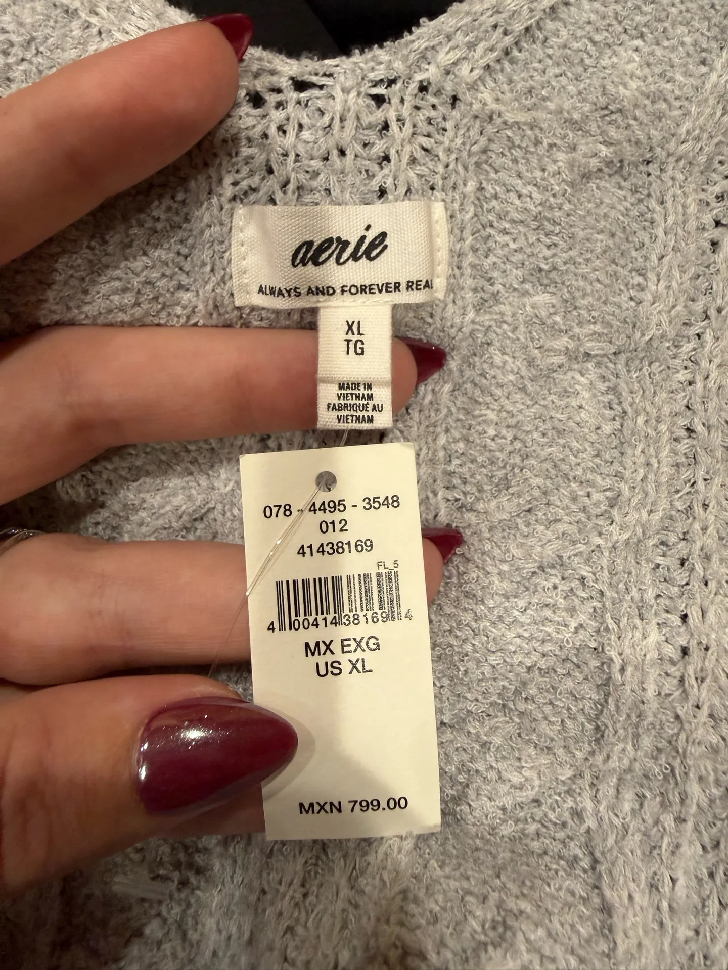 Aerie Cable Knit Sweater Tank Top Grey - Image 3