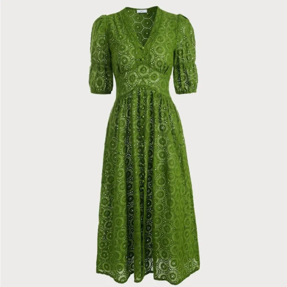 RIHOAS The Puff Sleeve Cutout Slit Maxi Dress, Size S, NWT Green - Image 6