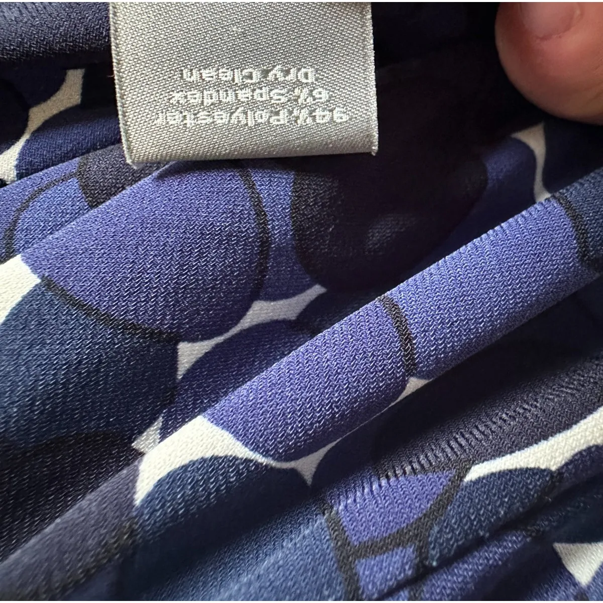 Ann Taylor Wrap Dress Womens 8 Blue Geometric Dot Stretch Preppy Office Siren - Image 7