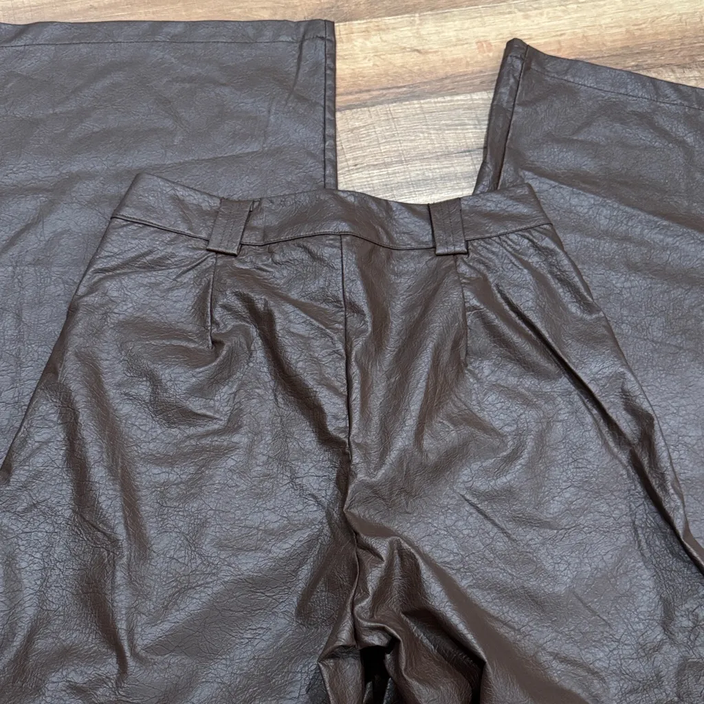 Wide Leg Brown Faux Leather pants Size M - Image 10