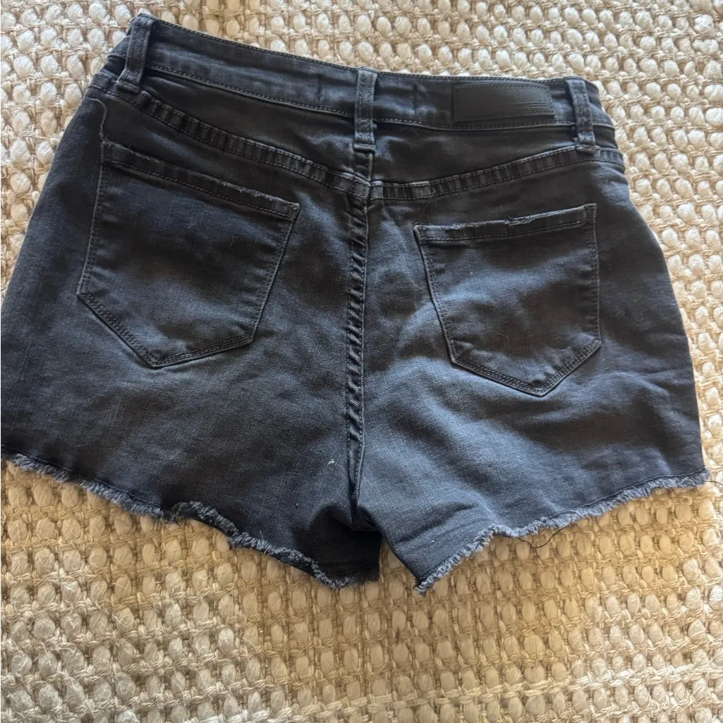 High Waist Charcoal Denim Shorts Black Size 27 - Image 4
