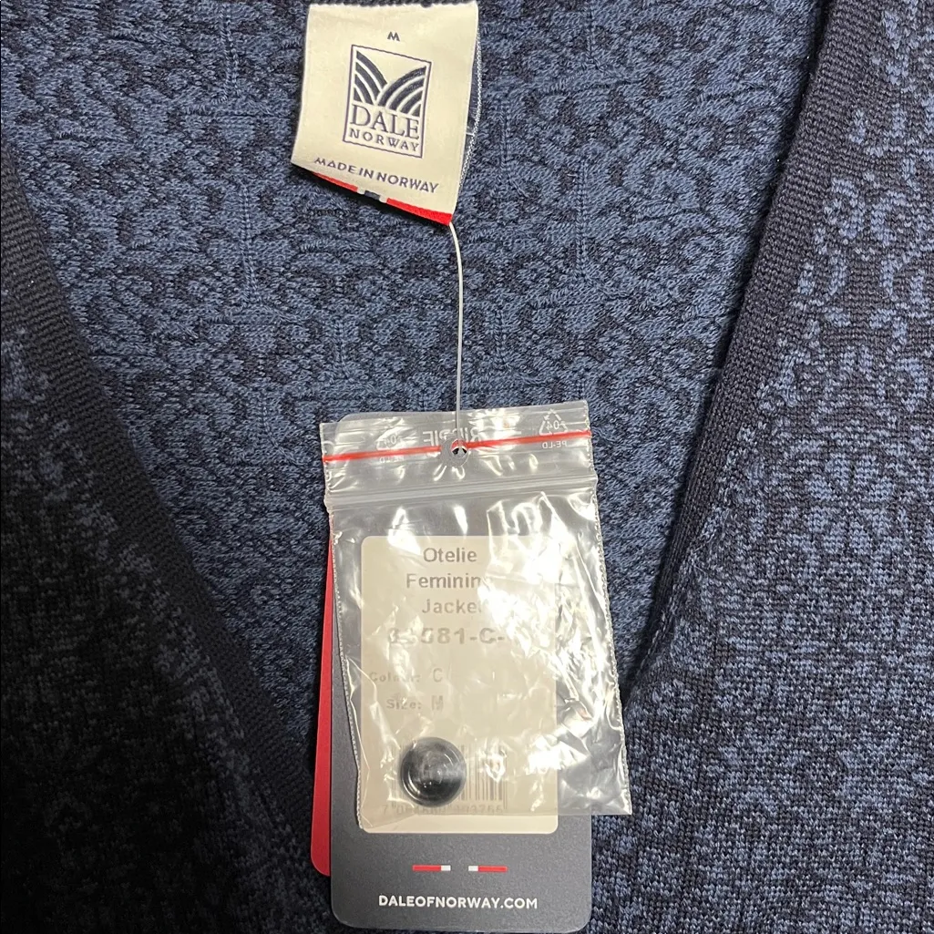 NWT Dale of Norway Otelie Feminine Navy Marine Night Blue Wool Cardigan Jacket M Size M - Image 5