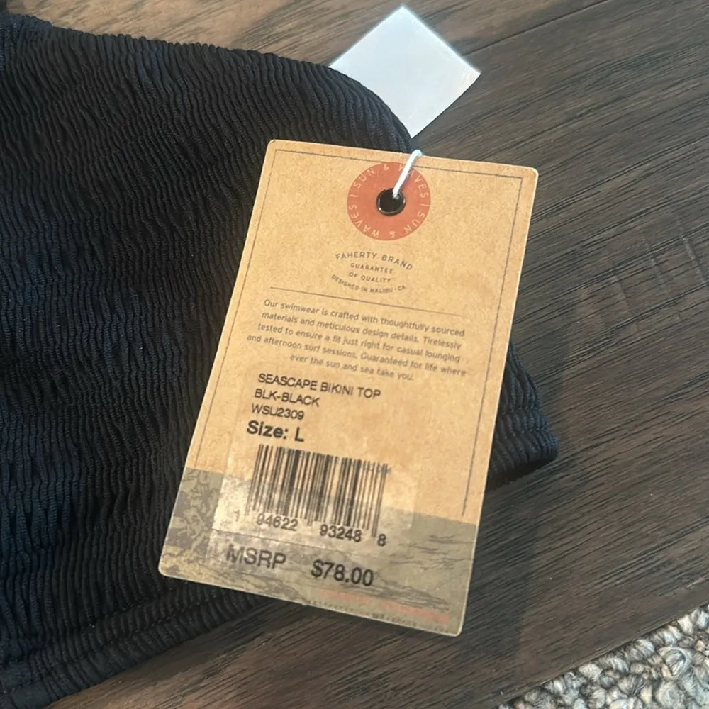 NWT Faherty Seascape Bikini Top and Bottom Sz L Black Size L - Image 9