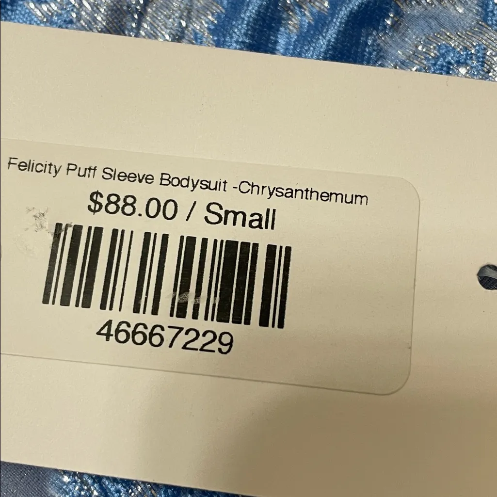 Buddy Love FELICITY Puff Sleeve BODYSUIT size Small Blue - Image 5