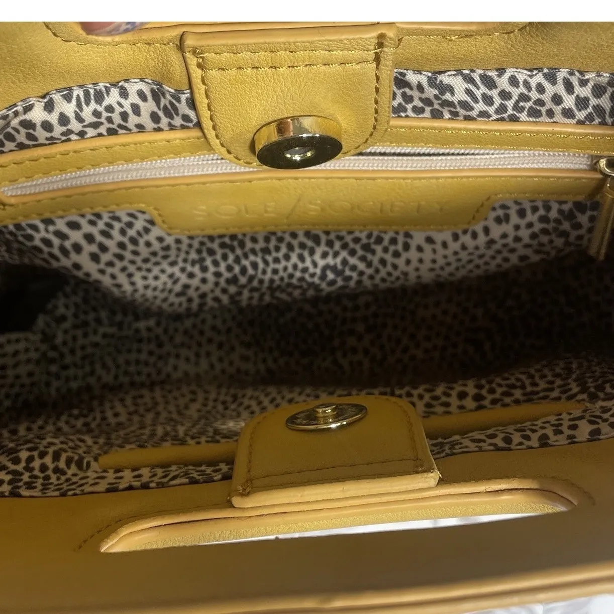 Sole Society Yellow Ruffle Crossbody Bag Convertible Clutch Faux Leather Mustard - Image 6