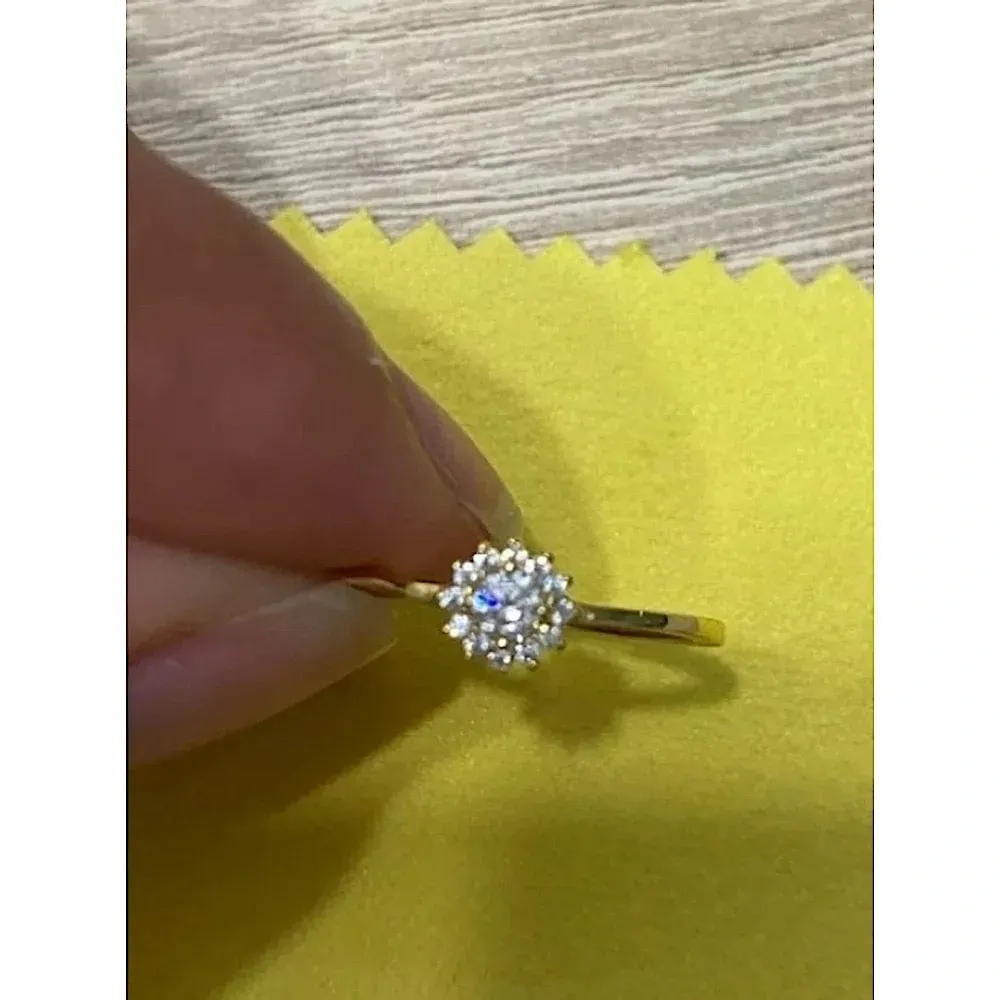 14k Gold‎ Filled Micro Simulated Diamond Sunflower Ring Size 7 - Image 12