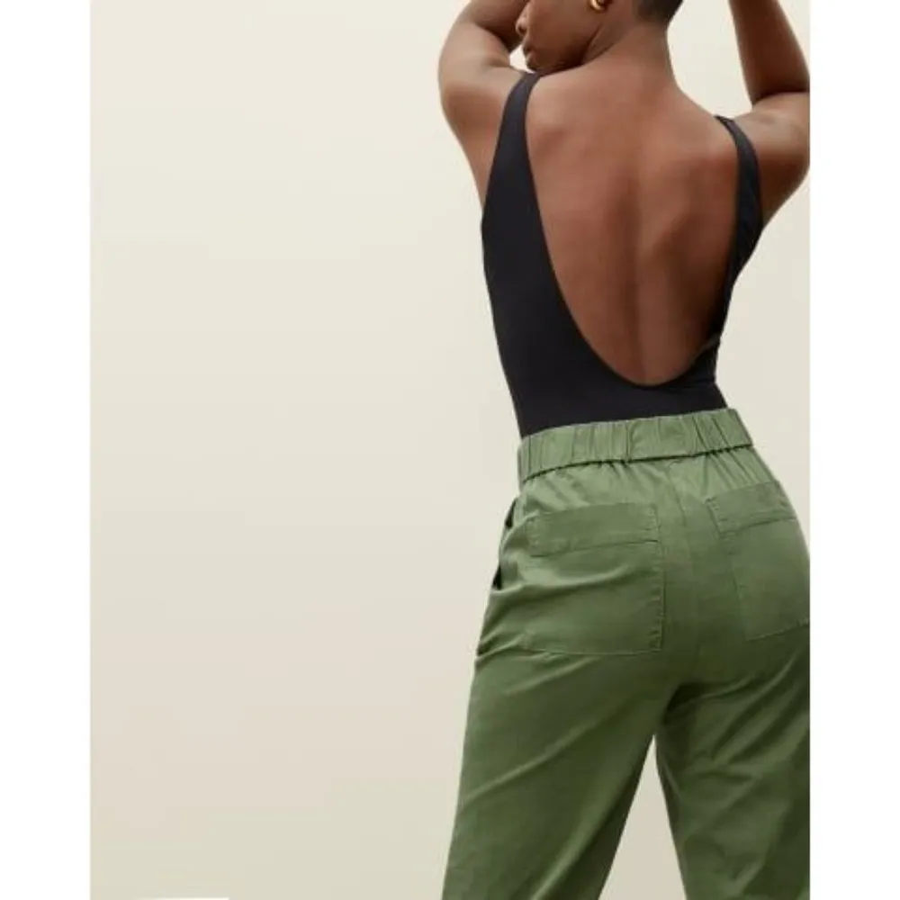 Everlane The Easy Pant Pull On Cotton Stretch Pockets Green Size 2 - Image 4