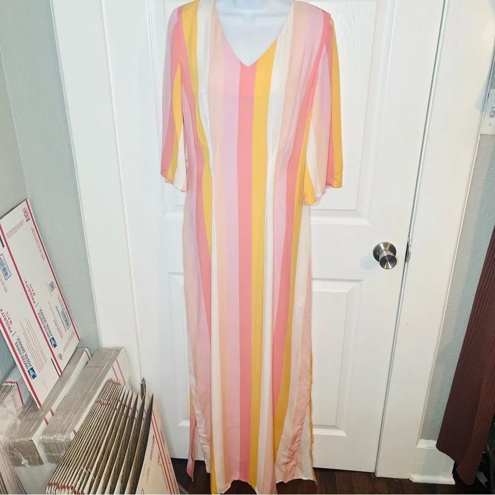 ModCloth Collectif Stripe Sorbet Soiree Maxi Dress Pink Multicolor Resortwear 6 - Image 3