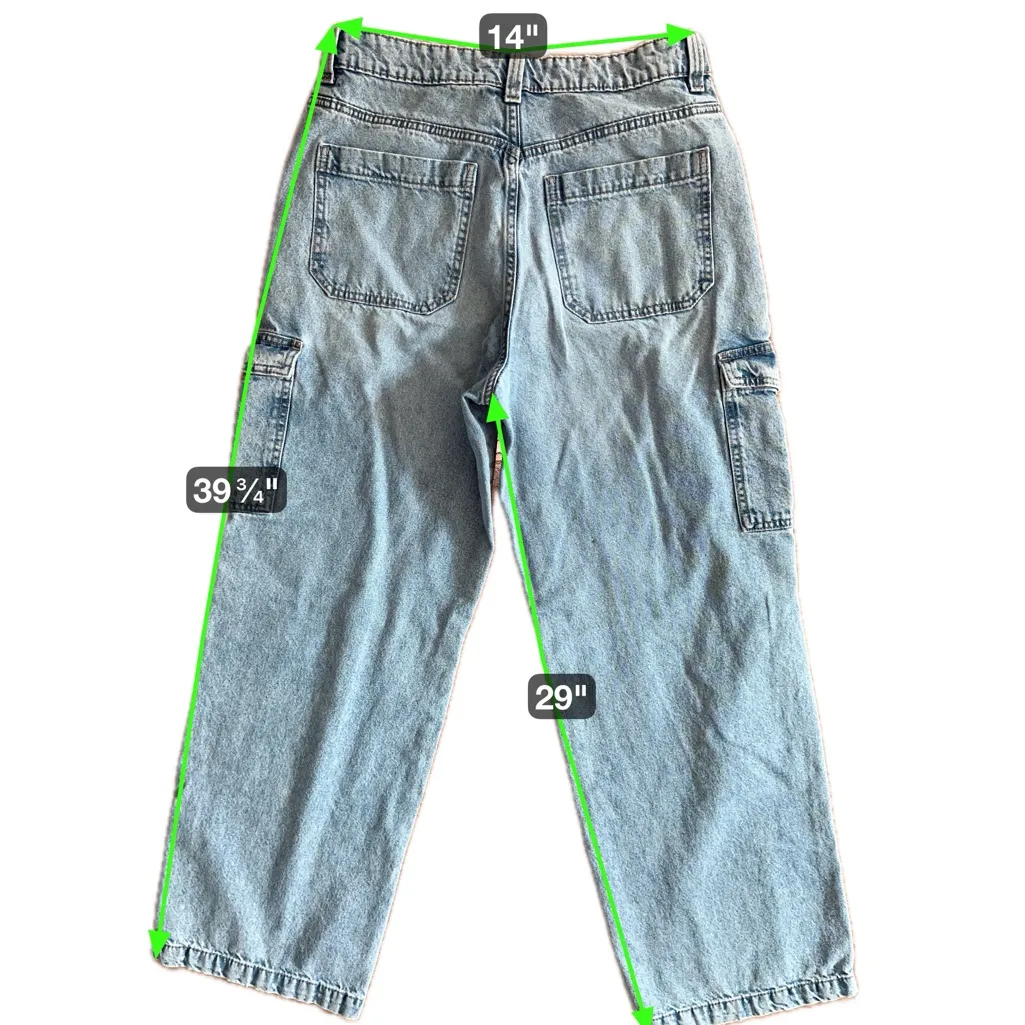 H&M Divided Cargo Jeans Mid Rise Straight Leg Utility Denim Size 6 - Image 12