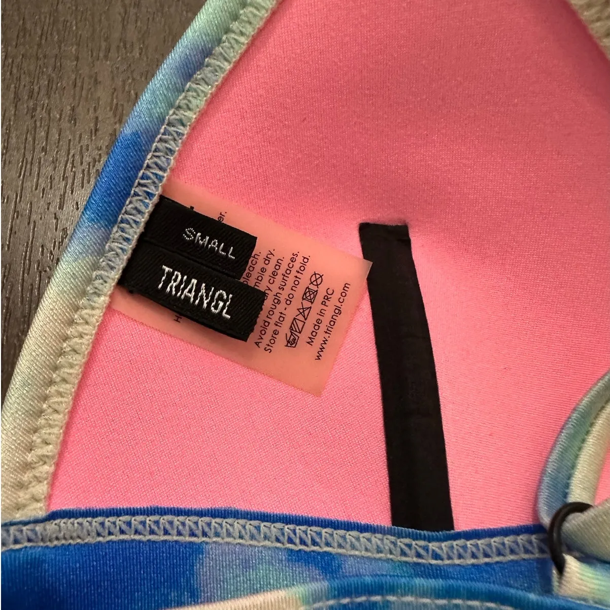 Triangl Blue White Tie Dye Bikini Set Women’s Swimwear Size Small - Image 6