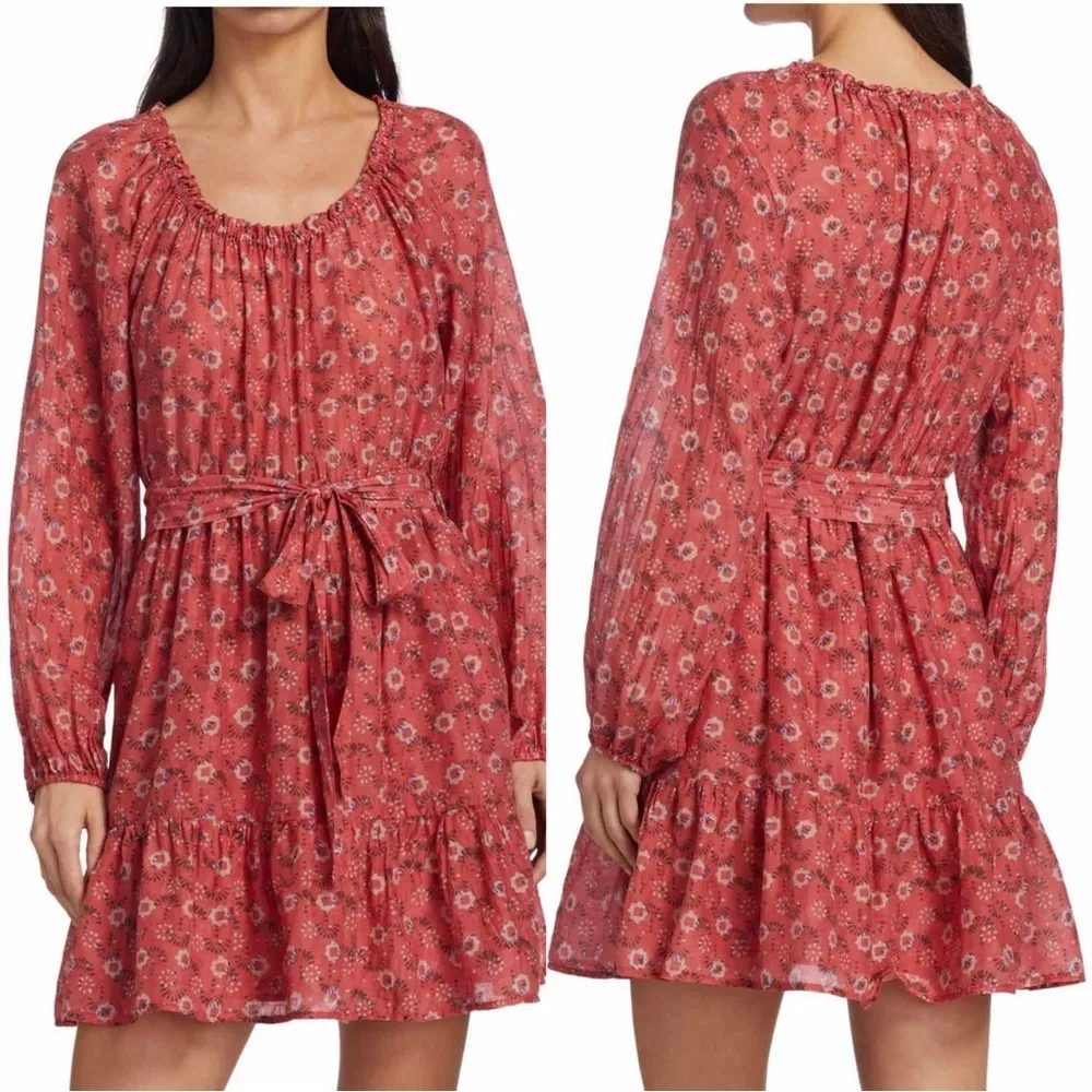 Xirena Jia Floral Print Mini Dress Size Large Coral Blush - Image 5