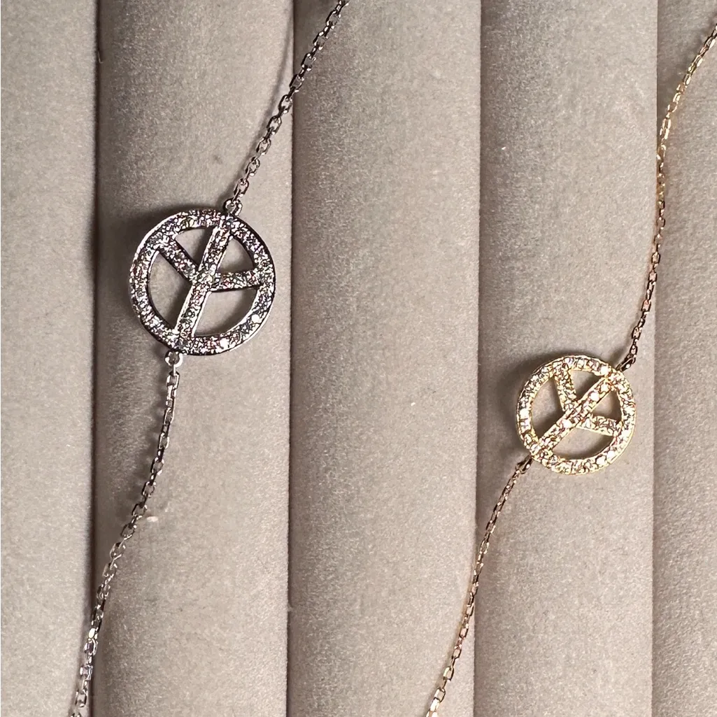 Brand New 18K Gold AntiWar Genuine Diamonds Convertible Anklet/Bracelet - Image 7