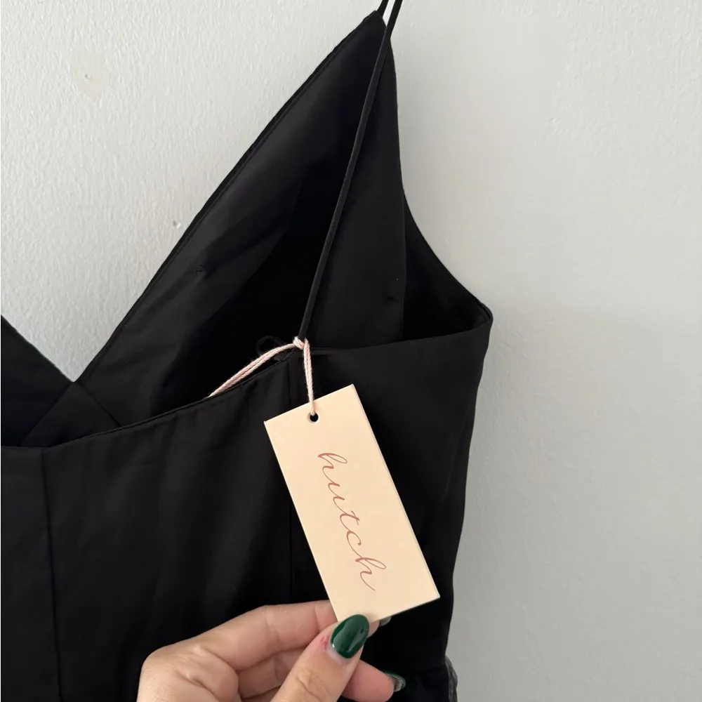 HUTCH Lucia V Neck Tulle Black Maxi Dress 10 - Image 11