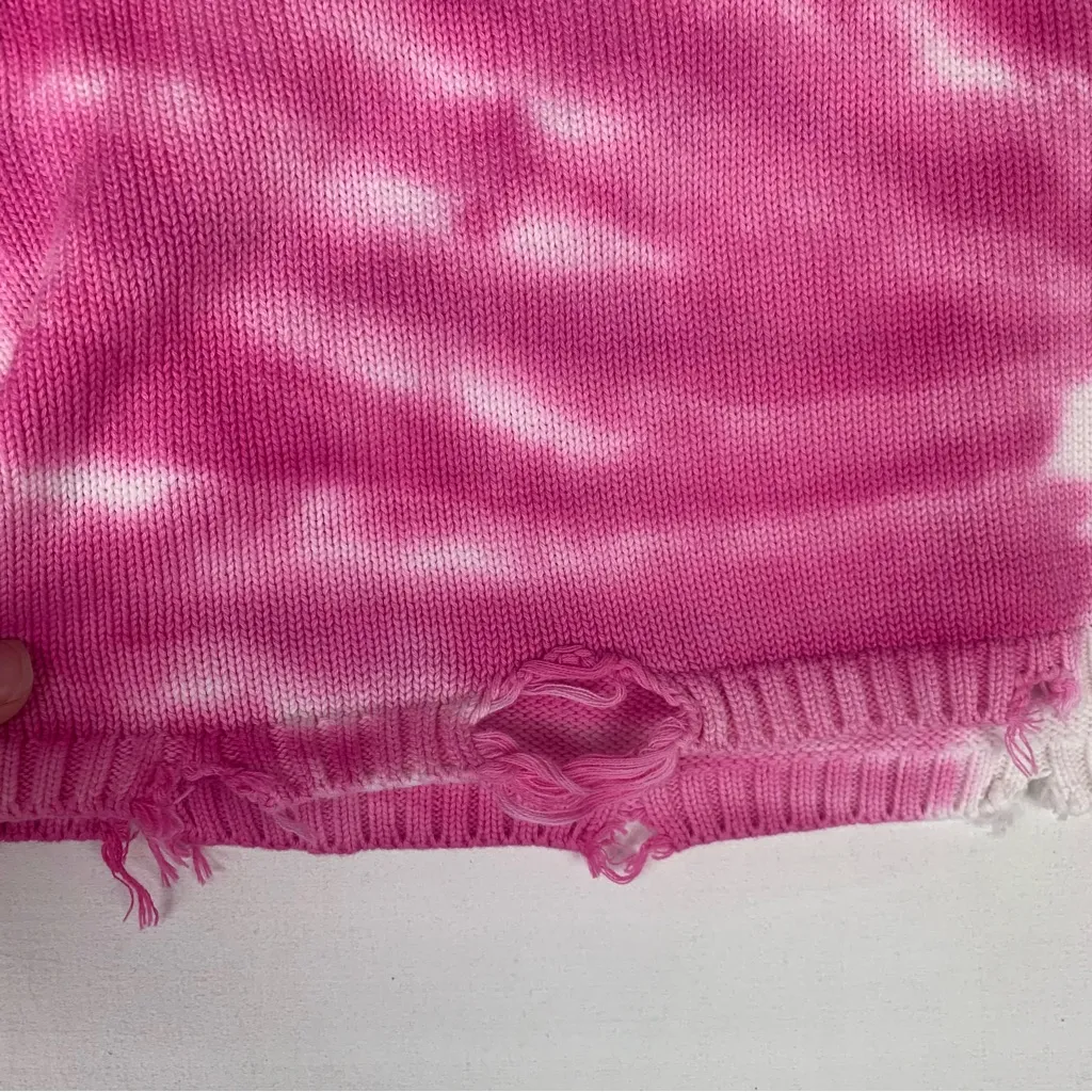 SEROYA ser.o.ya size medium new Paige cropped sweater pink tye dye line knit - Image 9