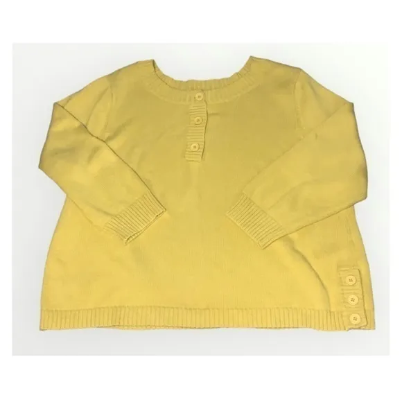 Bridgewater Studio Cotton Yellow Herringbone Crewneck Sweater Button Details 3X - Image 9