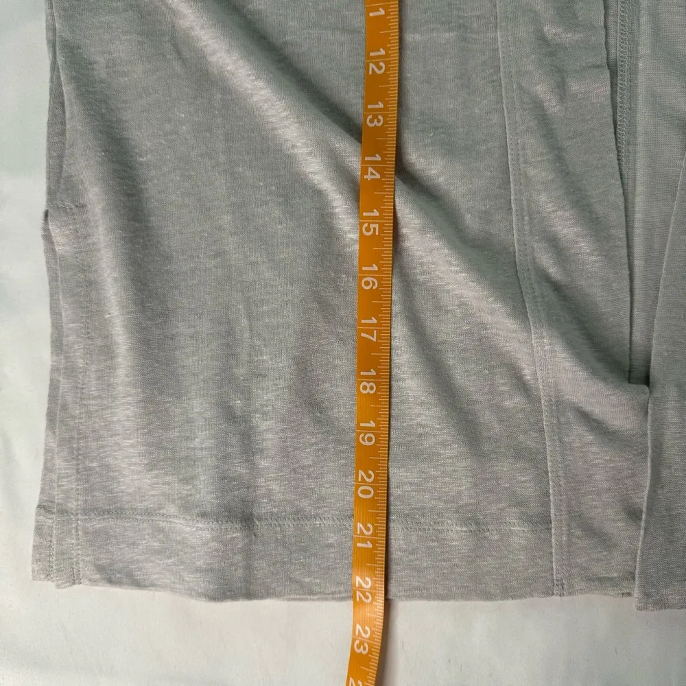 LOFT Cardigan Grey Linen sz XS Open Front Flowy Summer Lightweight Short Sleeve - Image 7