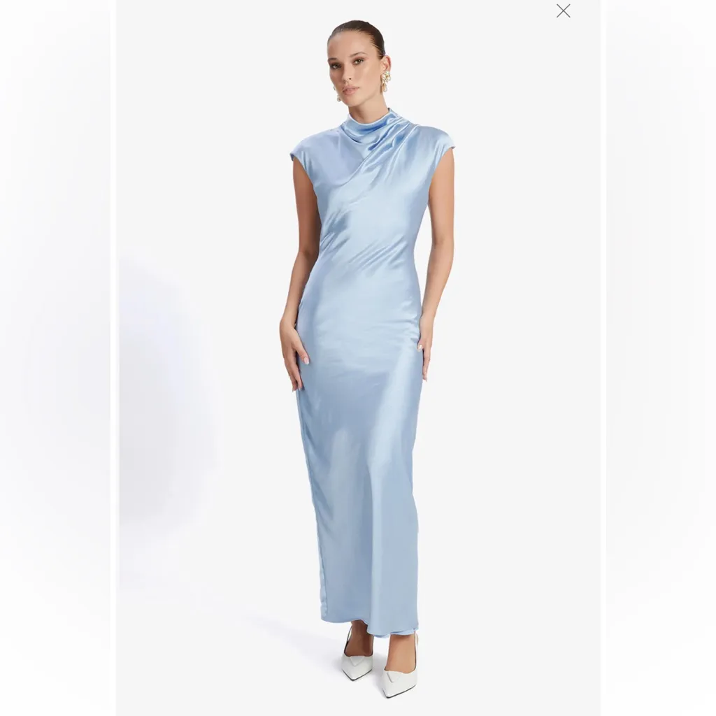 NWT Bardot Auria Satin Maxi Dress In Softblue size 12 - Image 2