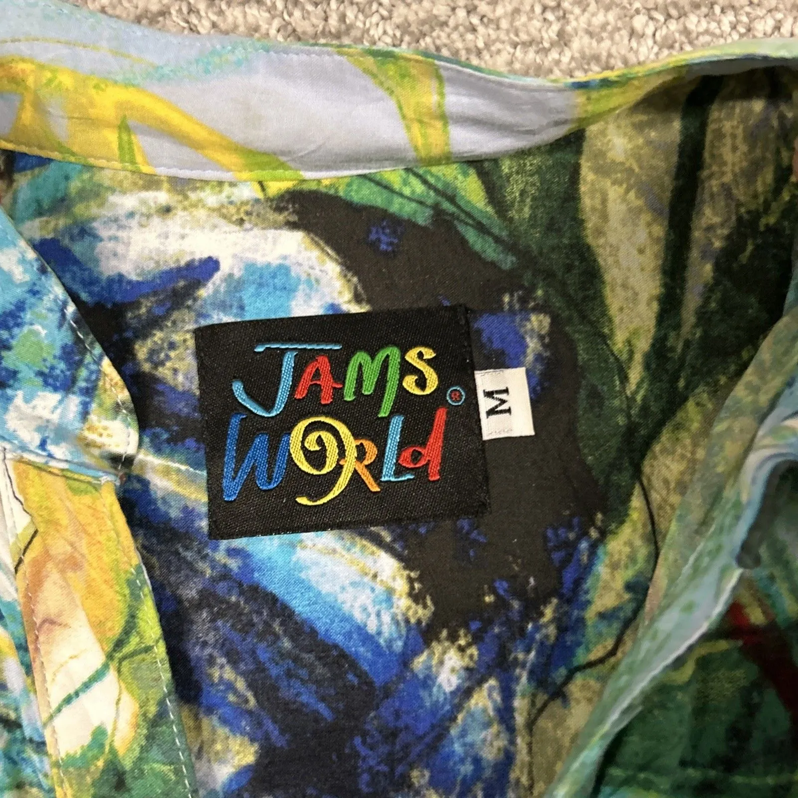 Jams World Colorful Floral Print Tunic Top Womens Medium V-Neck 3/4 Slv Popover - Image 3