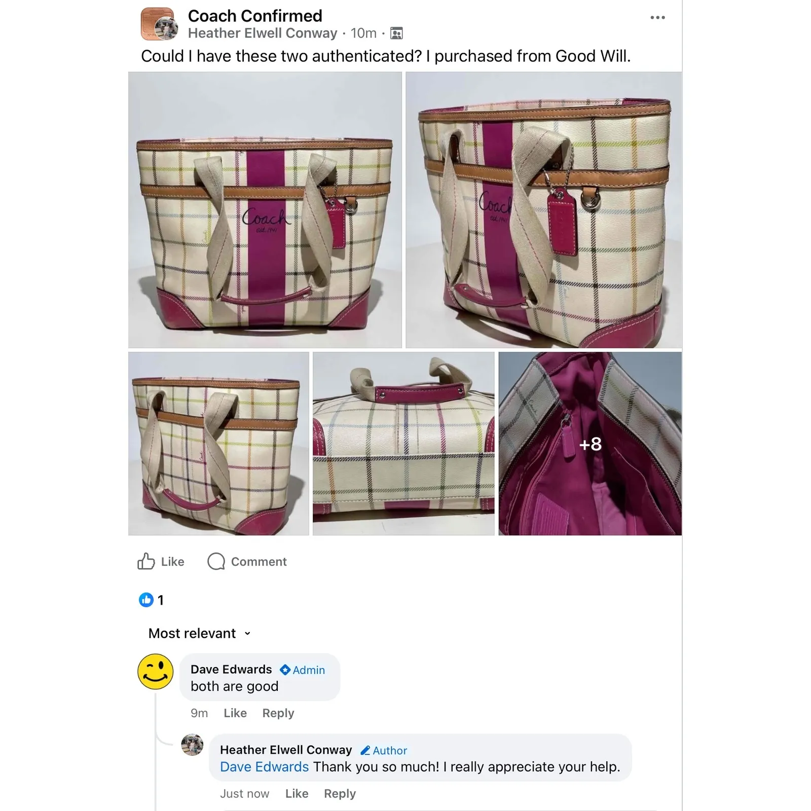 Coach‎ Heritage Tattersall Plaid Shoulder Tote Bag – Style F14790 - Image 5