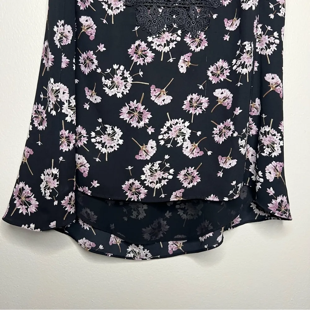 WHBM Dark Floral Whimsigoth Dandelion‎ Scalloped Trim Lace Sheer Chiffon Tank - Image 6