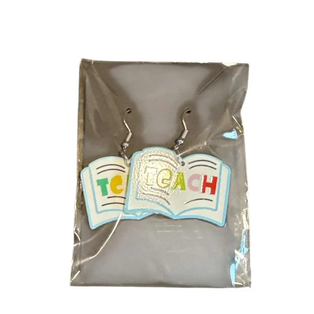 3/$20 Colorful 'Teach' Book Earrings - Image 7