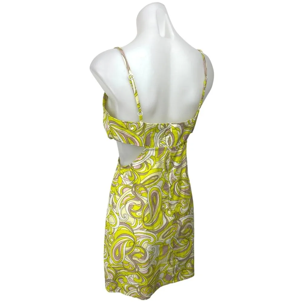 ASOS Design Yellow Linen Sleeveless Paisley Knot Front Cut Out Mini Sun Dress 6 - Image 7