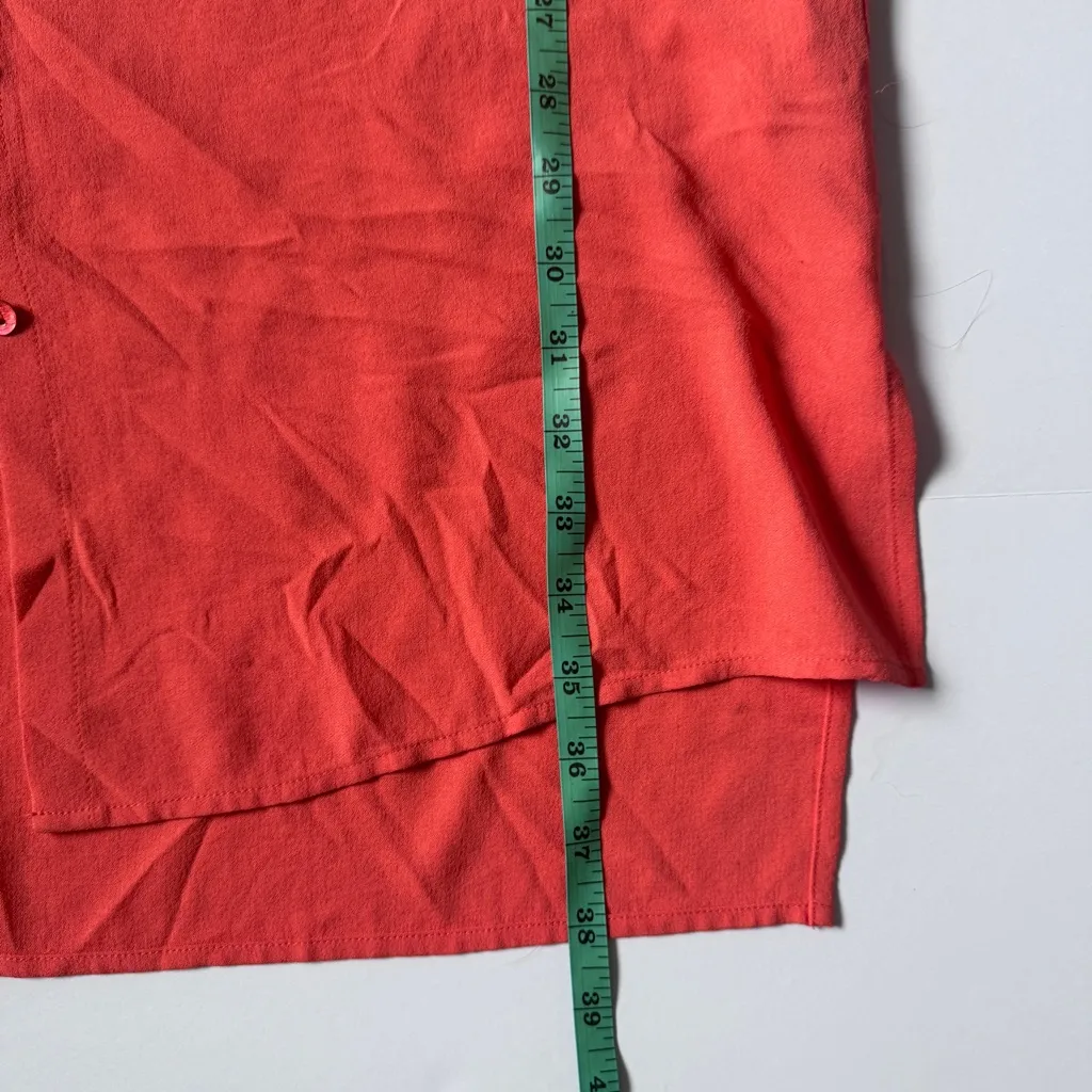 EILEEN FISHER Silk Georgette Sleeveless Mandarin Collar Shift Dress Coral Size S - Image 7