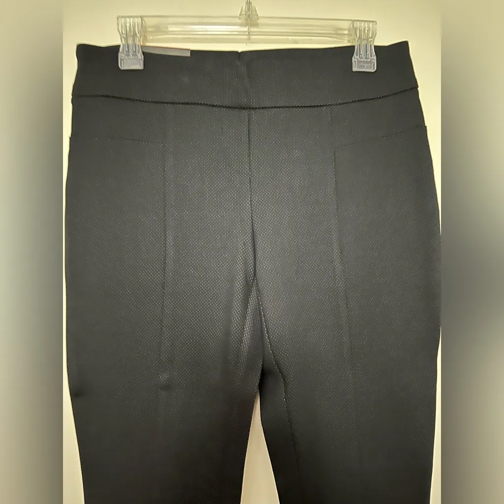 Hilary Radley Slim Leg Black Pants with Subtle Textured Detail, Size M - Image 3