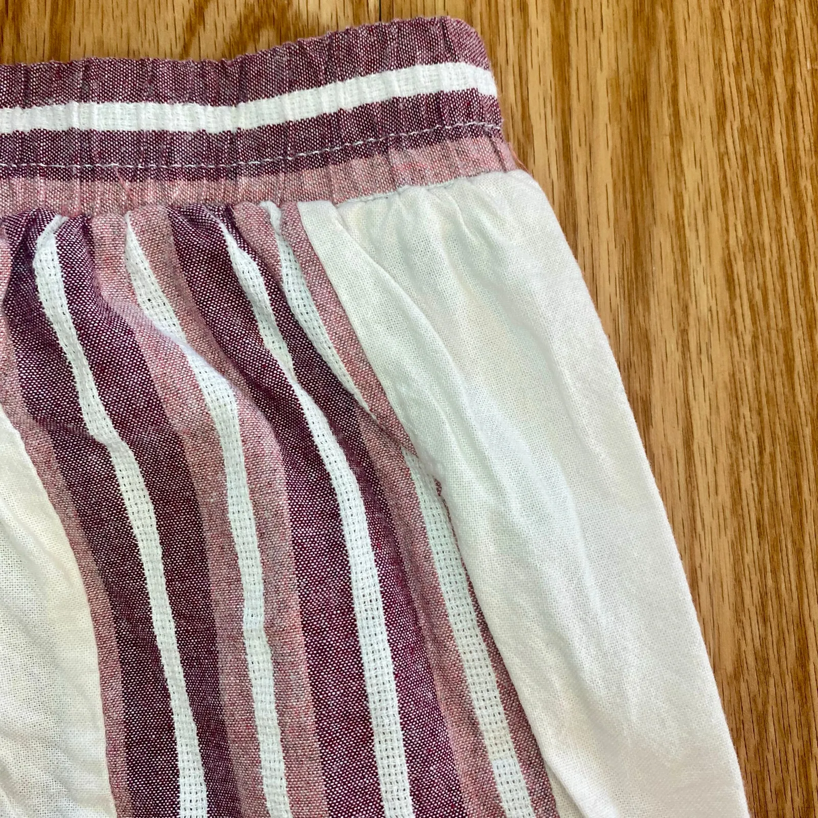 Cherry Paris Striped Pink & White Drawstring Lounge Pants Womens Medium - Image 9