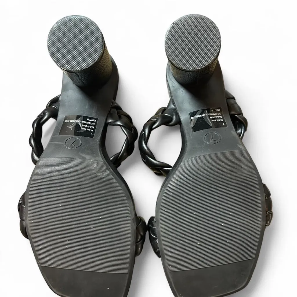 Women’s Black Braided Sandals – Size 7 | Chunky Round Heel Like New | a. New Day - Image 8