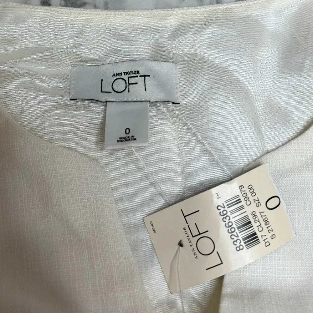 Ann Taylor loft floral Vine Leaf Print sleeveless Dress Career size 0 NWT white - Image 2