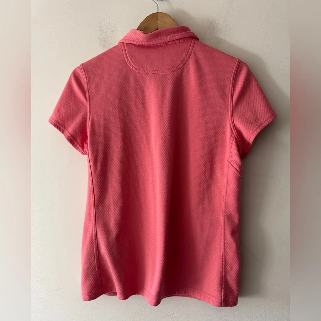 LL Bean Coral Pink Short Sleeve Polo Top Size L - Image 3