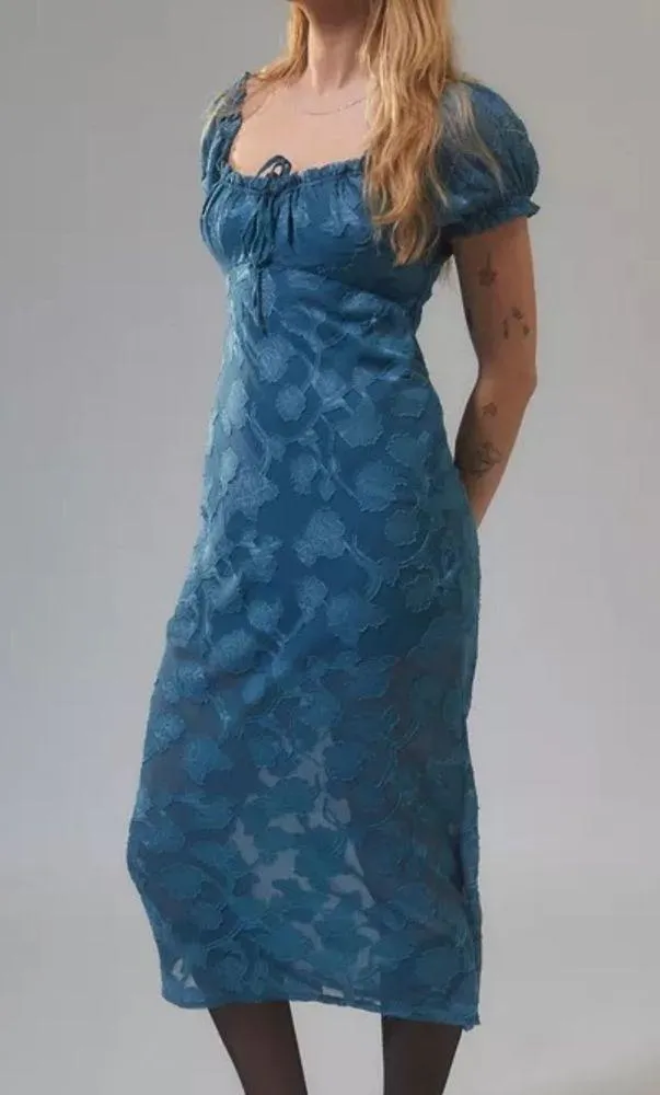 Urban outfitters Y2K coquette fairy boho Becca blue summer floral midi dress xs - Image 2