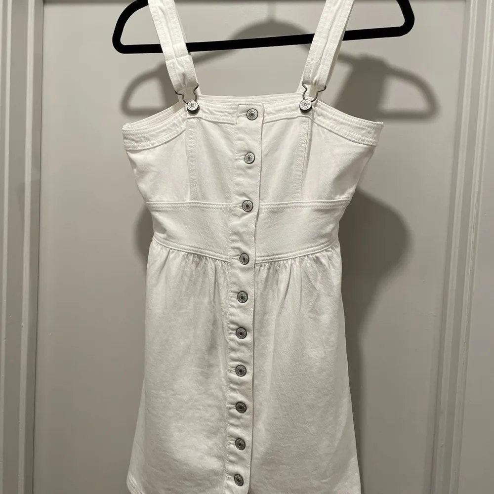 American Eagle AE White Denim Overalls Button-Front Sleeveless Mini Dress - S - Image 8
