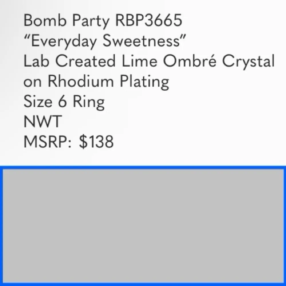 ⭐️Bomb Party RBP3665 “Everyday Sweetness” LC Crystal on Rhodium Size 6 Ring NWT - Image 6