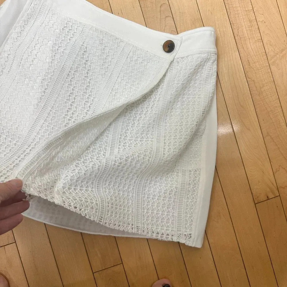 RARE! Derek Lam 10 Crosby Lace Overlay Wrap Skort Shorts - size 8 - Image 6